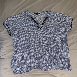 Tommy Hilfiger Navy and White Geometric Blouse